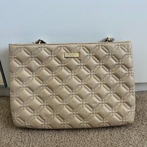 Kate Spade Astor Court Quilted Leather Purse Handbag Cream Beige